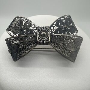 Vintage Sterling Silver 925 Bow Brooch Pin - Filigree‎ Hand Crafted Design